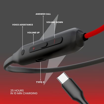 OOGE Tune 7 in-Ear Bluetooth Neckband with ENC, 3D Surround Sound, Magnetic On-Off, Voice Assistant, Type-C Fast Charging, IPX5 Sweat-Resistant, 25H Playtime,10mm PureTone Driver for Dyamic Bass (Red) OOGE Tune 7 in-Ear Bluetooth Neckband with ENC, 3D Surround Sound, Magnetic On-Off, Voice Assistant, Type-C Fast Charging, IPX5 Sweat-Resistant, 25H Playtime,10mm PureTone Driver for Dyamic Bass (Red)