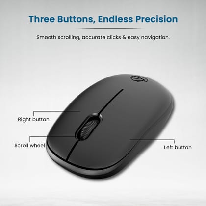 LAPCARE Safari III B Wireless Mouse-2.4GHz High Precision with Upto 1600 DPI, Nano Receiver and Plug & Play Usage -USB/Black