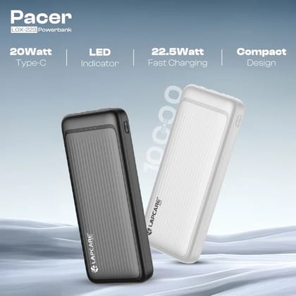 Lapcare Pacer 10000mAh Portable Power Bank | 22.5W Fast Charging | Multi-Port Design- Black (LOX-223) Lapcare Pacer 10000mAh Portable Power Bank | 22.5W Fast Charging | Multi-Port Design- Black (LOX-223)
