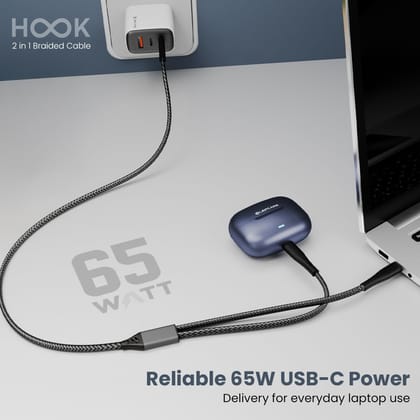 LAPCARE HOOK 2-in-1 USB-C to C Combo Fast Charging Cable 65W | 1.2m Nylon Braided | PD Fast Charge & Data Sync | Compatible with Laptop, iPad, iPhone, Samsung & Other Type C Devices LAPCARE HOOK 2-in-1 USB-C to C Combo Fast Charging Cable 65W | 1.2m Nylon Braided | PD Fast Charge & Data Sync | Compatible with Laptop, iPad, iPhone, Samsung & Other Type C Devices
