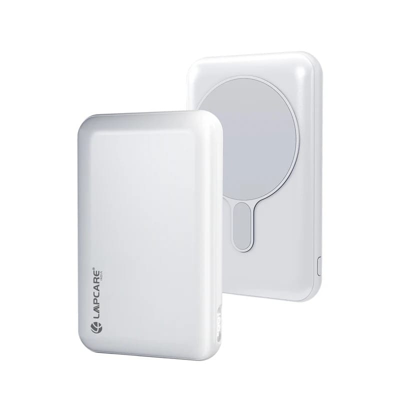 LAPCARE Riveraa 10000mAh Pocket Power Bank | 22.5W Fast Wired & 15W Mag-Safe Charging -White (LOX-201)