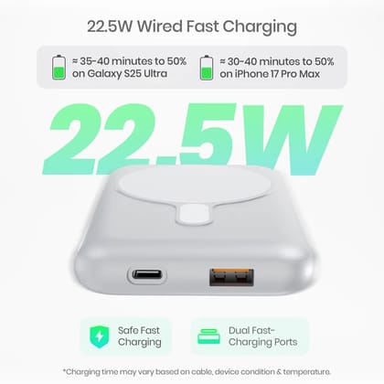 LAPCARE Riveraa 10000mAh Pocket Power Bank | 22.5W Fast Wired & 15W Mag-Safe Charging -White (LOX-201) LAPCARE Riveraa 10000mAh Pocket Power Bank | 22.5W Fast Wired & 15W Mag-Safe Charging -White (LOX-201)