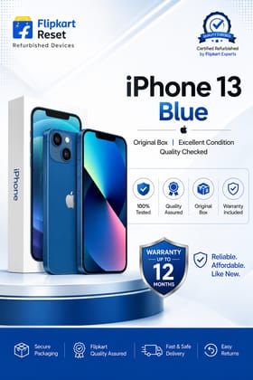 iphone 13 128GB Blue (Refubreshed) BY Flipkart Reset .1 Years Warranty iphone 13 128GB Blue (Refubreshed) BY Flipkart Reset .1 Years Warranty